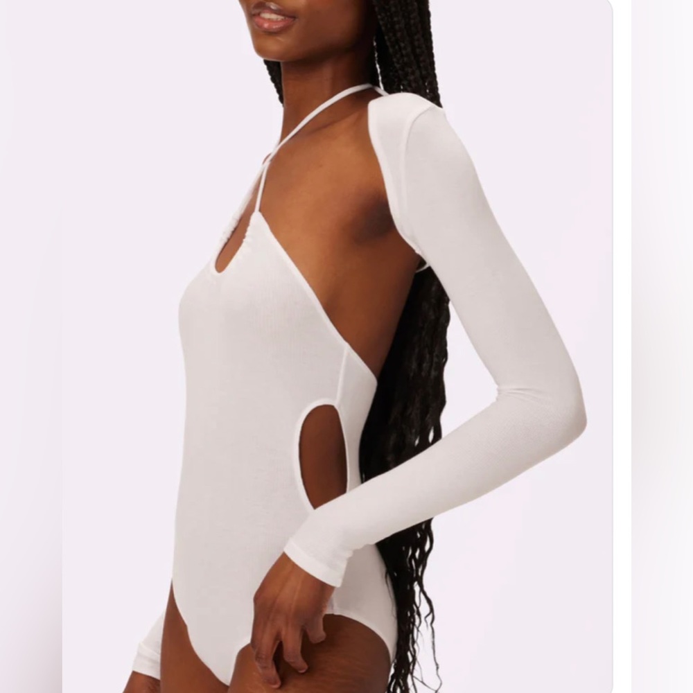 NWT Parade M (body suit only) Rib Halter Cloud 2 Piece Body Suit w/ side cutout